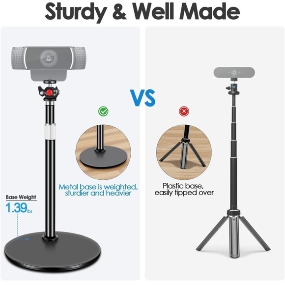 Webcam Tripod Stand for Desk:Logitech Brio | C920 | C922 Height/Angle Adjustable - Picture 3 of 10